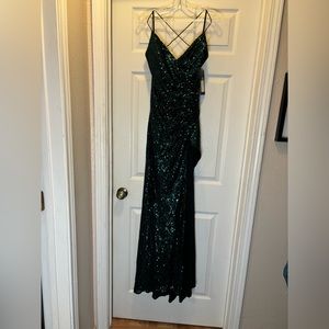 Emerald green sequins dress